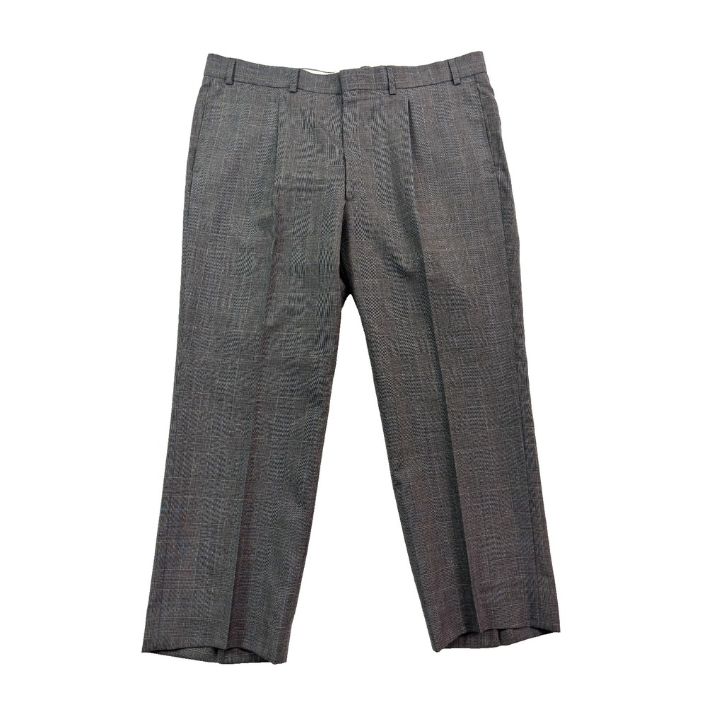 vtg 90s Andre Villard 44S 38x27 2pc Pant Suit Wool Gray Glen Plaid Pleated - Picture 13 of 16
